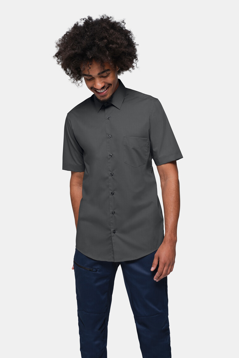 HAKRO 122 1/2-Arm Hemd MIKRALINAR® Comfort in Anthrazit, Größe 6XL