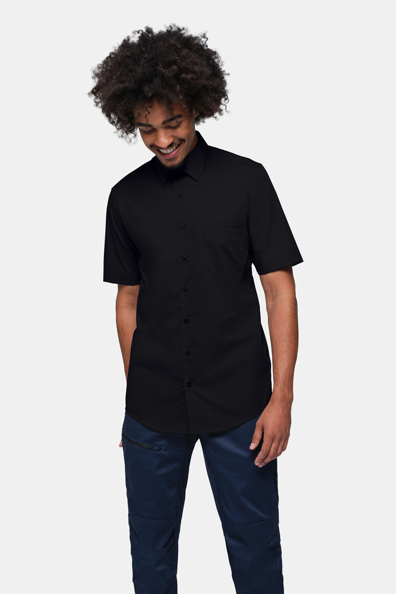 HAKRO 122 1/2-Arm Hemd MIKRALINAR® Comfort in Schwarz, Größe 6XL